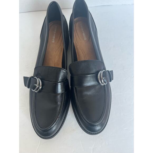 Easy Spirit Rache Comfort Slip On Black Leather Flat  Loafer Low Heel Shoes 9.5N - Picture 3 of 11
